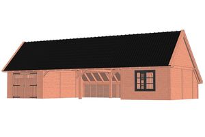 Kapschuur De Hofstee XXL 1505x720 cm - Combinatie 1- Kapschuurdak- Onbehandeld lariks Douglas hout- Trendhout