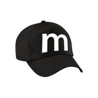 Letter M pet / cap zwart voor kinderen - verkleed / carnaval baseball cap