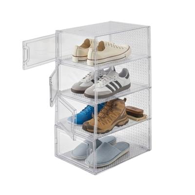 Schoenenrek / kast - wit - 4 niveaus - 33 x 23 x 14 cm - stapelbaar - organizer