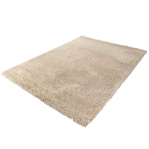 Hoogpolig Gerecycled Floki vloerkleed Beige -Ø 120 cm