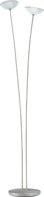 Vloerlamp Melani nickel, 2 lichts, h180cm, met push dimmer
