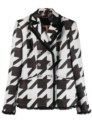 Philipp Plein veste en tweed à motif pied-de-poule - Noir