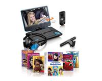 Portable 9"" DVD-speler met USB-hoofdtelefoon en ophangbeugel Lenco Zwart-Blauw