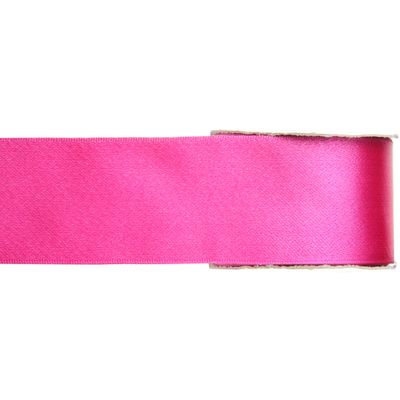 1x Hobby/decoratie fuchsia roze satijnen sierlinten 2,5 cm/25 mm x 25 meter