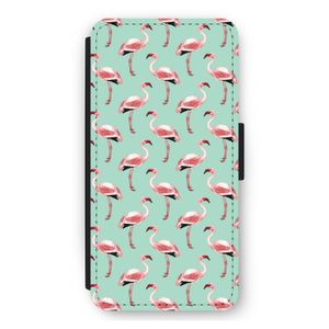 Flamingoprint groen: iPhone 12 Pro Max Flip Hoesje