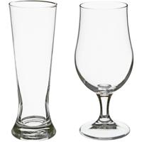 Bierglazen set - pilsglazen fluitje/bierglazen op voet - 8x stuks - glas - Bierglazen