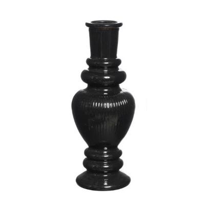 Bloemenvaas Venice - voor kleine stelen/losse bloemen - gekleurd glas - ribbel zwart - D5,7 x H15 cm Bloemenvaas Venice - voor kleine stelen/losse bloemen - gekleurd glas - ribbel zwart - D5,7 x H15 cm