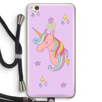 Roze eenhoorn: Huawei Ascend P8 Lite (2017) Transparant Hoesje met koord
