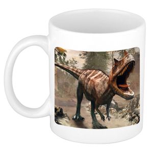 Dieren foto mok carnotaurus dinosaurus - dinosaurussen beker wit 300 ml