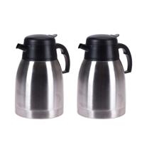 Thermoskan - 2x stuks - 1500 ml - RVS - isoleerkan - theekan - koffiekan - koffie/thee warmhoudkan
