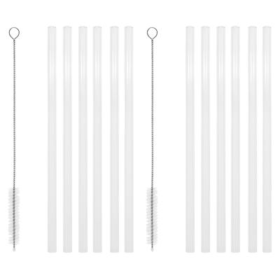 Gerimport Rietjes - 12x stuks - glas - met borsteltje - 20 cm - herbruikbare rietjes / zomer