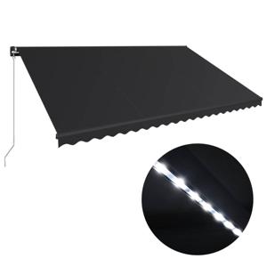 vidaXL Luifel handmatig uittrekbaar met LED 500x300 cm antraciet