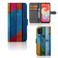 Samsung Galaxy A04e | Book Style Case | Wood Heart - Cadeau voor je Vriend
