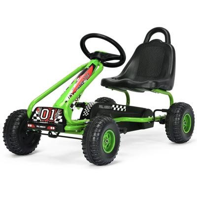 Pedaal Go Kart met Verstelbaar Zitje 4 Wielen Pedaal Aangedreven Loopauto 92 x 50 x 53 cm Groen + Zwart