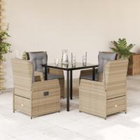 5-delige Tuinset met kussens poly rattan beige