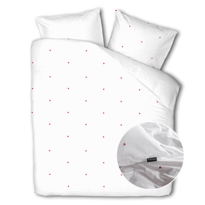 Dekbedovertrek Geborduurd Ruby Heart Patroon 140x200 Cm Fresh And Co - Dekbed-Discounter.nl