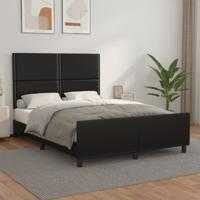 Bedframe met hoofdbord kunstleer zwart 140x200 cm