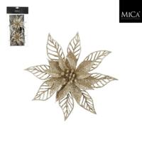 Mica Decorations Clip Poinsettia 2x16 cm Champagne 2 Stuks Mica Decorations Clip Poinsettia 2x16 cm Champagne 2 Stuks