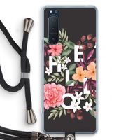 Hello in flowers: Sony Xperia 5 II Transparant Hoesje met koord