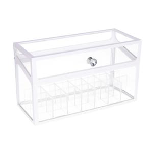 Make-up organizer/opberger 14-vaks met deksel 24 x 10 cm van glas