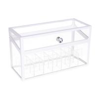 Make-up organizer/opberger 14-vaks met deksel 24 x 10 cm van glas