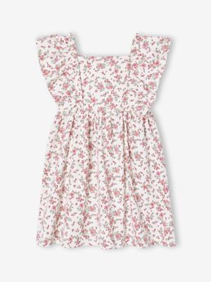 Jurk voor meisjes met ruches mouwen ecru