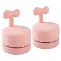 2-delige set Draaistoelen Gevoerde Kinderkrukken met Strikrugleuning Schuimstoffen Zitting en Krasbestendige Voetkussens Kinderfauteuils in Roze 2-delige set Draaistoelen Gevoerde Kinderkrukken met Strikrugleuning Schuimstoffen Zitting en Krasbestendige Voetkussens Kinderfauteuils in Roze