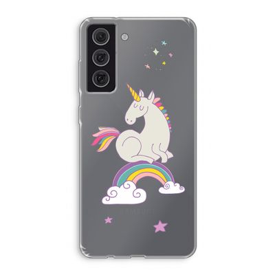 Regenboog eenhoorn: Samsung Galaxy S21 FE Transparant Hoesje