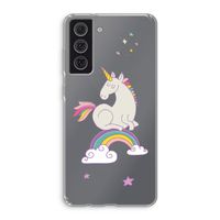 Regenboog eenhoorn: Samsung Galaxy S21 FE Transparant Hoesje