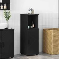 Badkamer Kast met plank Zwart 30 x 35 x 95 cm Bewerkt hout