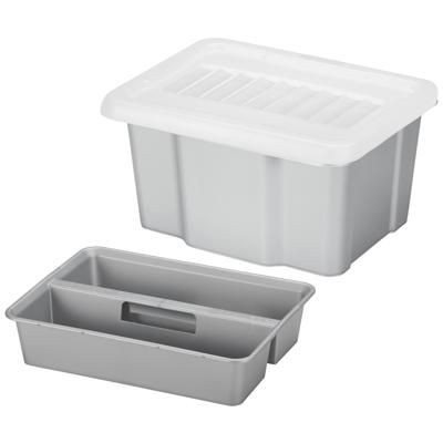 Sunware opslagbox - kunststof - 24 liter - lichtgrijs - 42 x 33 x 22 cm - met deksel