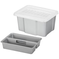 Sunware opslagbox - kunststof - 24 liter - lichtgrijs - 42 x 33 x 22 cm - met deksel