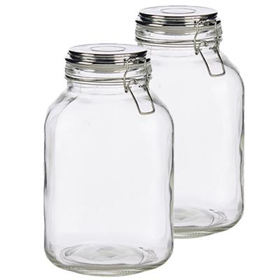 Vivalto luxe voedsel voorraadpot - Set van 2x stuks - voorraadbus - 3000 ml - Glas - luchtdichte kle Vivalto luxe voedsel voorraadpot - Set van 2x stuks - voorraadbus - 3000 ml - Glas - luchtdichte kle