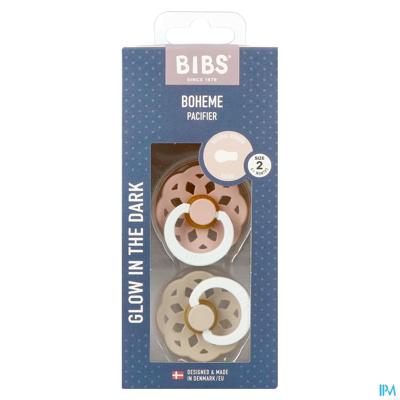 Bibs 2 Fopspeen Boheme Duo Glowdark Blush&vanilla