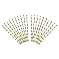 Gestreepte rietjes van papier - goud/wit - 40x stuks - Verjaardag party drinkrietjes