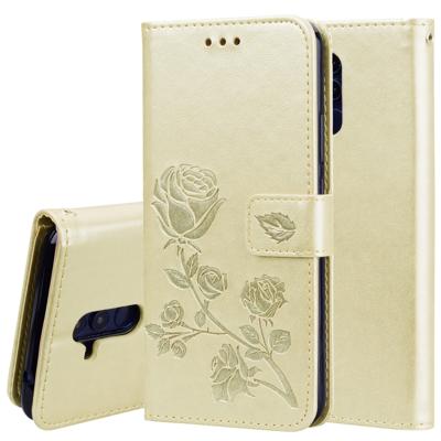 Rose reliëf horizontale Flip PU lederen draagtas voor Huawei mate 20 lite met houder & kaartsleuven & portemonnee (goud)