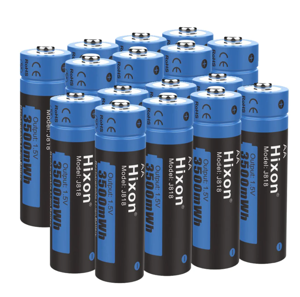 Hixon 16-Pack Lithium Oplaadbare AA Batterijen (1.5V Constant Voltage, 3500 mWh)