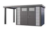 Telluria | Tuinhuis Classico 3024 met Overkapping Open Lounge Small | Links | Lichtgrijs