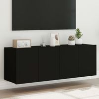 Tv-wandmeubels met LED-verlichting 2 st 60x35x41 cm zwart - thumbnail