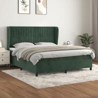 Boxspring met matras fluweel donkergroen 180x200 cm