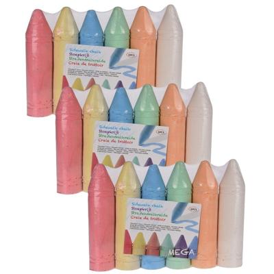 Stoepkrijt XL mega formaat - kleurenmix - 18x stuks - 19 cm - creatief buitenspeelgoed