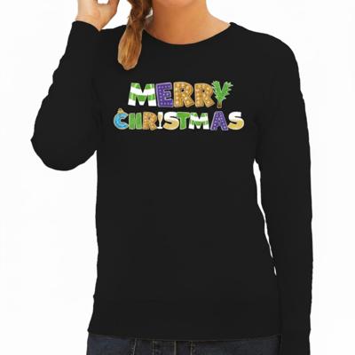 Kersttrui / sweater voor dames - Merry Christmas - zwart - vrolijke kerst Kersttrui / sweater voor dames - Merry Christmas - zwart - vrolijke kerst