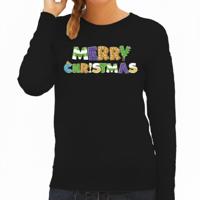 Kersttrui / sweater voor dames - Merry Christmas - zwart - vrolijke kerst