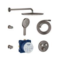 GROHE Grohtherm SmartControl Regendoucheset inbouw - hoofddouche 31cm - handdouche rond - wandarm - doucheslang 175cm - geborsteld hard graphite sw98828/sw98869/sw98893/sw98901/sw105953/sw225087/