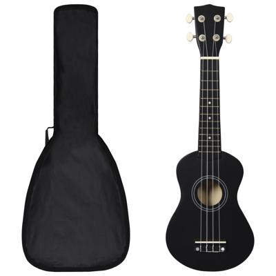VidaXL Ukuleleset met tas voor kinderen sopraan 21&apos;&apos; zwart