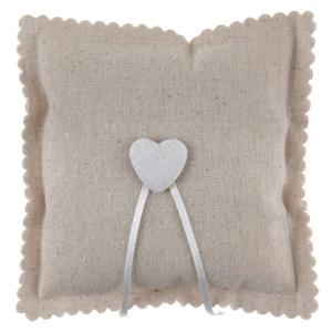 Santex Bruiloft/huwelijk trouwringen kussentje - jute look - beige - 15 x 15 cm