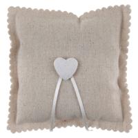 Santex Bruiloft/huwelijk trouwringen kussentje - jute look - beige - 15 x 15 cm