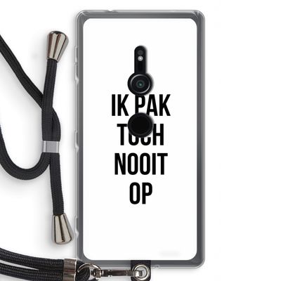 Ik pak nooit op: Sony Xperia XZ2 Transparant Hoesje met koord