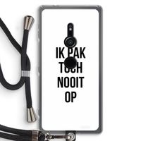 Ik pak nooit op: Sony Xperia XZ2 Transparant Hoesje met koord