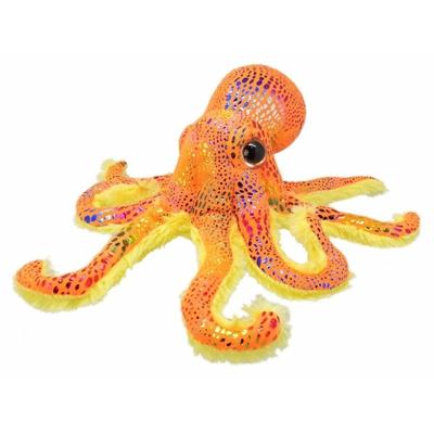 Wildplanet Pluche octopus - knuffelvis - oranje glitter - 25 cm - zeedier knuffel Wildplanet Pluche octopus - knuffelvis - oranje glitter - 25 cm - zeedier knuffel
